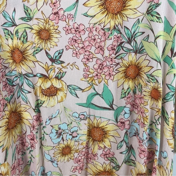 Maurice's NWT Open Front Kimono Topper Pink & Yellow Sunflower Floral Drapey XXL - Picture 11 of 15
